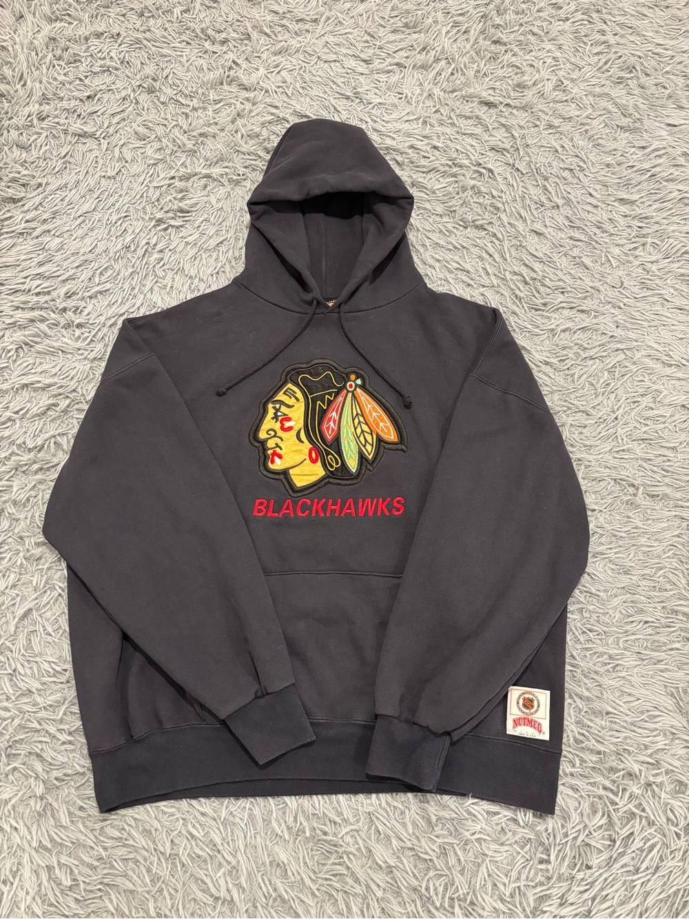 Vintage Chicago Blackhawks Hoodie Mens XL Black Sweatshirt NHL Ice Hockey Team J